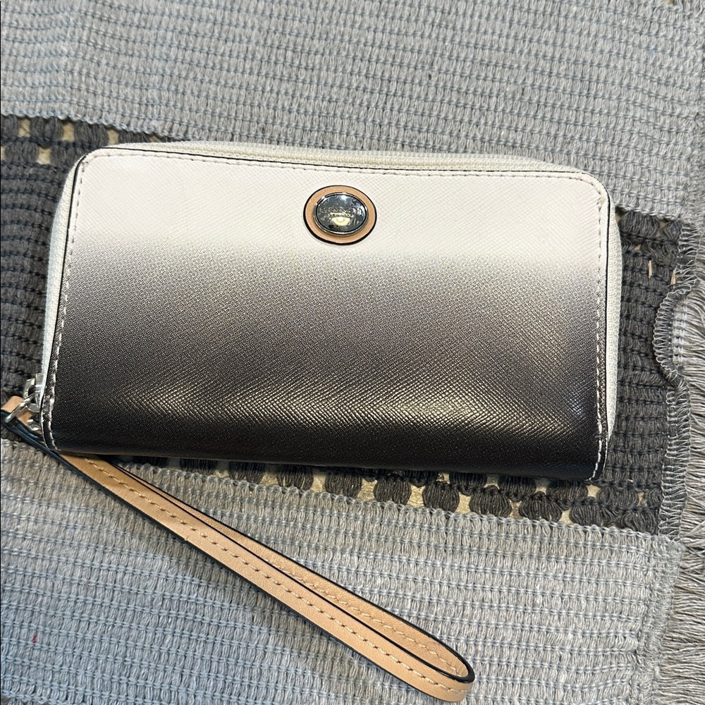 Coach Gradient Black and White Wallet with Wrist Strap